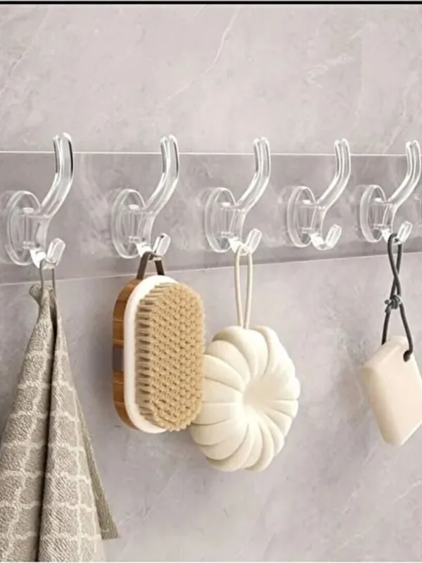 2 x 6'lı Kendinden Yapışkanlı Şeffaf Askılık, Banyo ve Mutfak