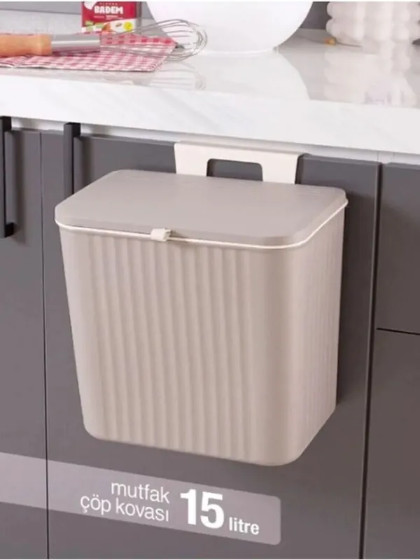 Dolap Askılı Mutfak Çöp Kovası 15 L Latte, Tezgah Üstü