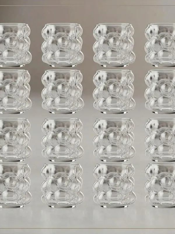 12'li Üzüm Desenli Kahve Yanı Su Bardağı 75 ml, Isıya Dayanıklı