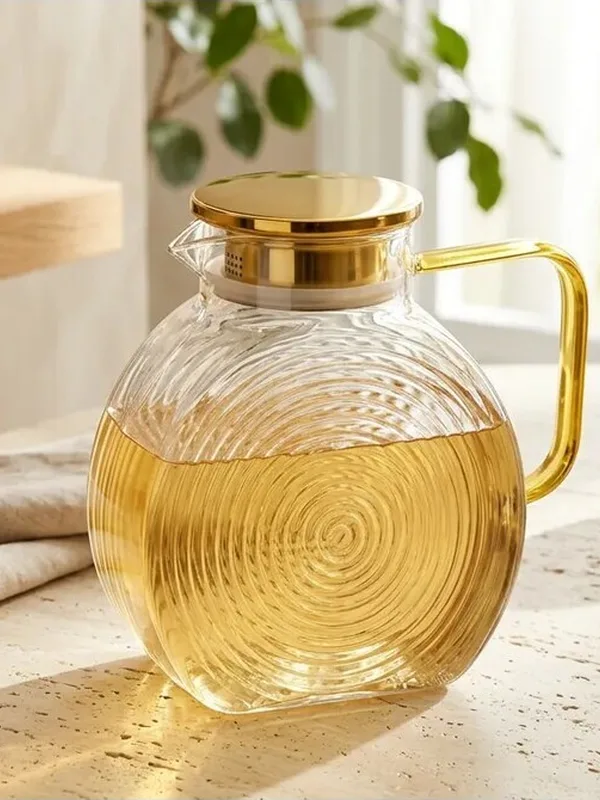 Şeffaf Salyangoz Desenli Filtreli Cam Sürahi 2500 ml, Isıya Dayanıklı