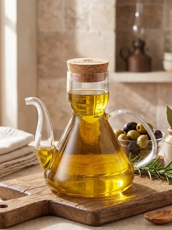 Mantar Kapaklı Borosilikat Cam Yağdanlık 500 ml, Tekli