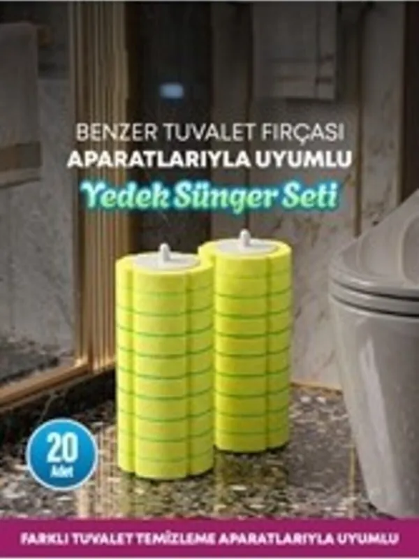 Limon Kokulu Köpüren Tuvalet Fırçası Yedek Süngeri 20'li