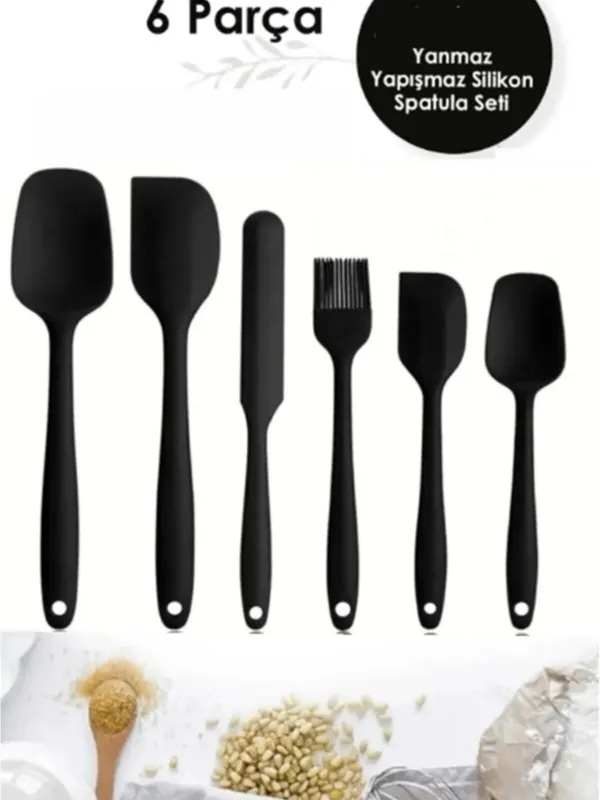 6 Parça Isıya Dayanıklı Silikon Spatula Seti Siyah