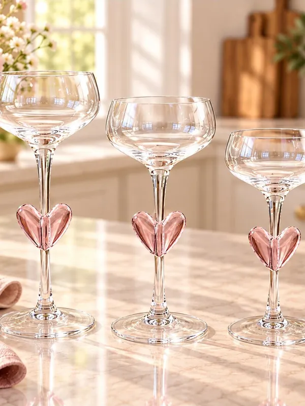 3'lü Kalpli Cam Kadeh Şamdan ve Tatlı Kasesi Seti 20-23-26 cm