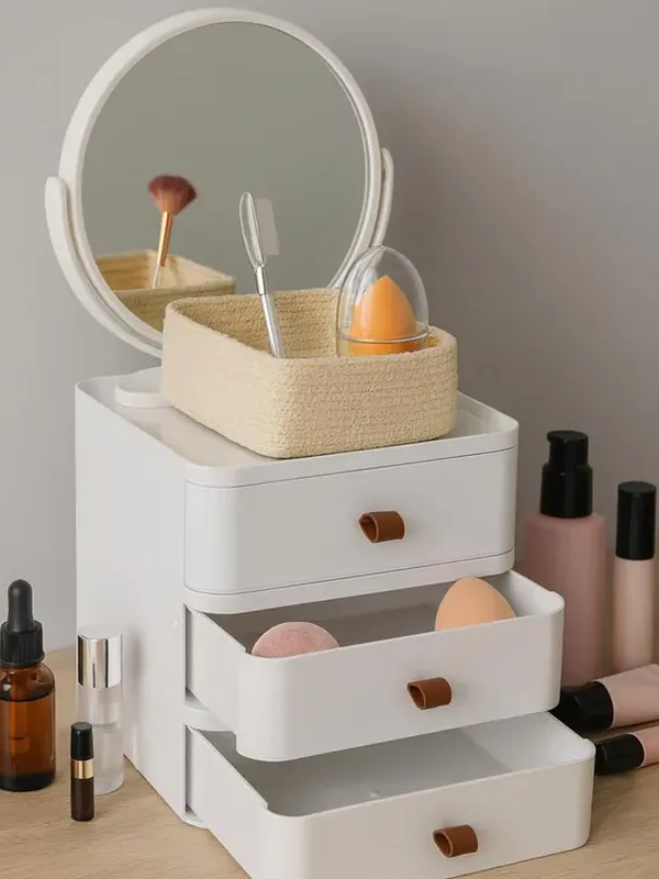 3 Çekmeceli Plastik Düzenleyici Organizer Beyaz