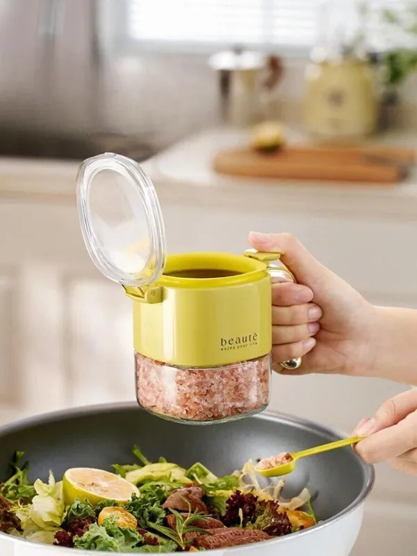 Kaşıklı Cam Baharatlık Kavanoz 500 ml, Nem Geçirmez, Tekli