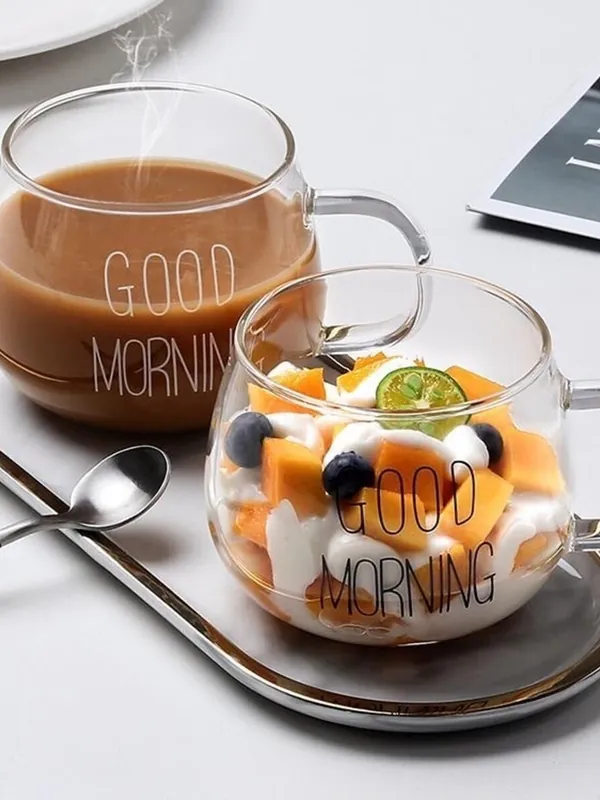 2'li Good Morning Borosilikat Cam Kupa 400 ml
