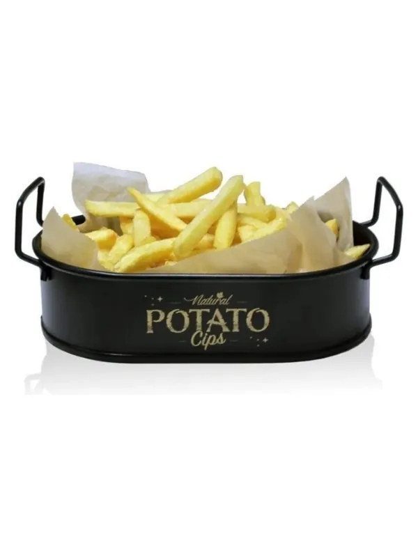 4'lü Mini Oval Metal Patates ve Cips Sunumluk 21 cm